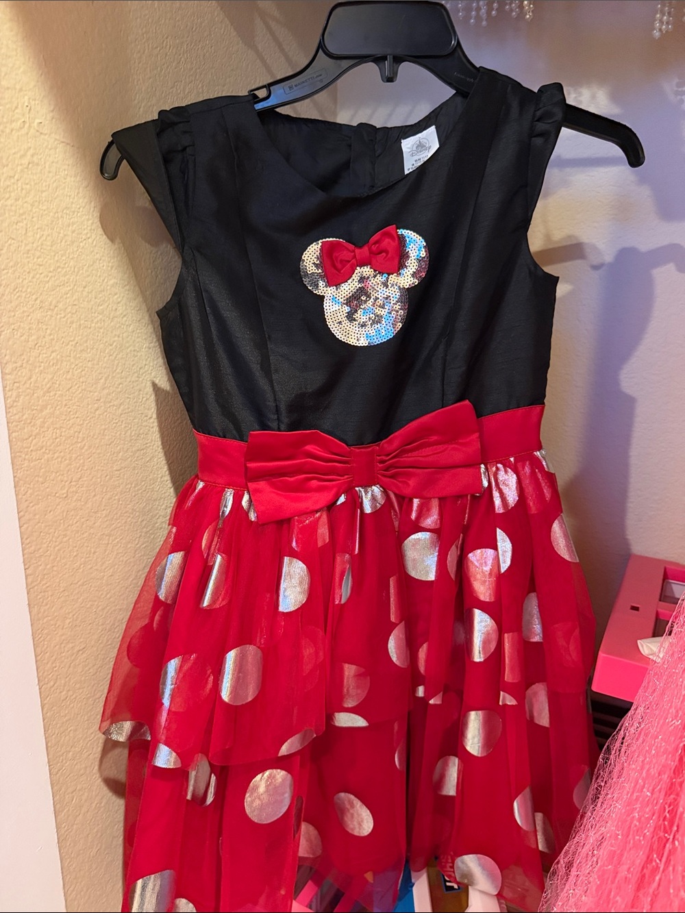 Disney Black and Red Minnie Mouse Sequin Bow Costume Dress